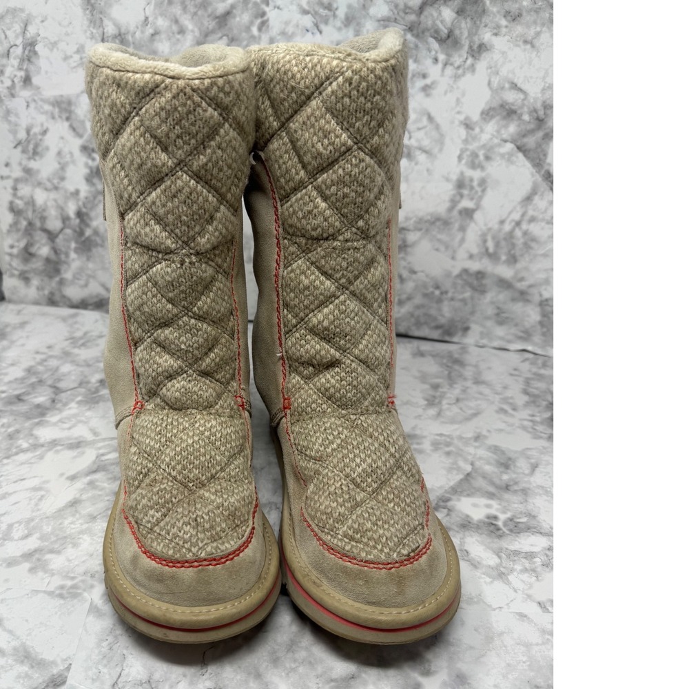 Sorel 🧡🤎Quilted Knit Winter Boots Cream Taupe Gorpcore Snow Day Chic Boho 6 - Picture 3 of 7